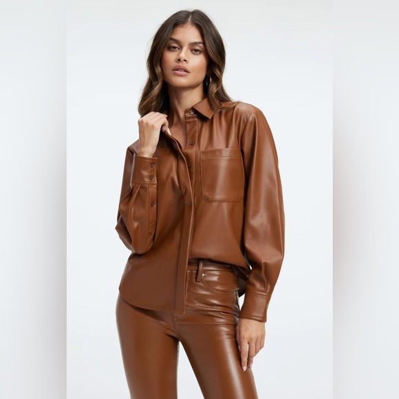 Good American Jackets & Blazers - NWOT Good American Better Than Leather Shacket Size 1/2 (S/M)